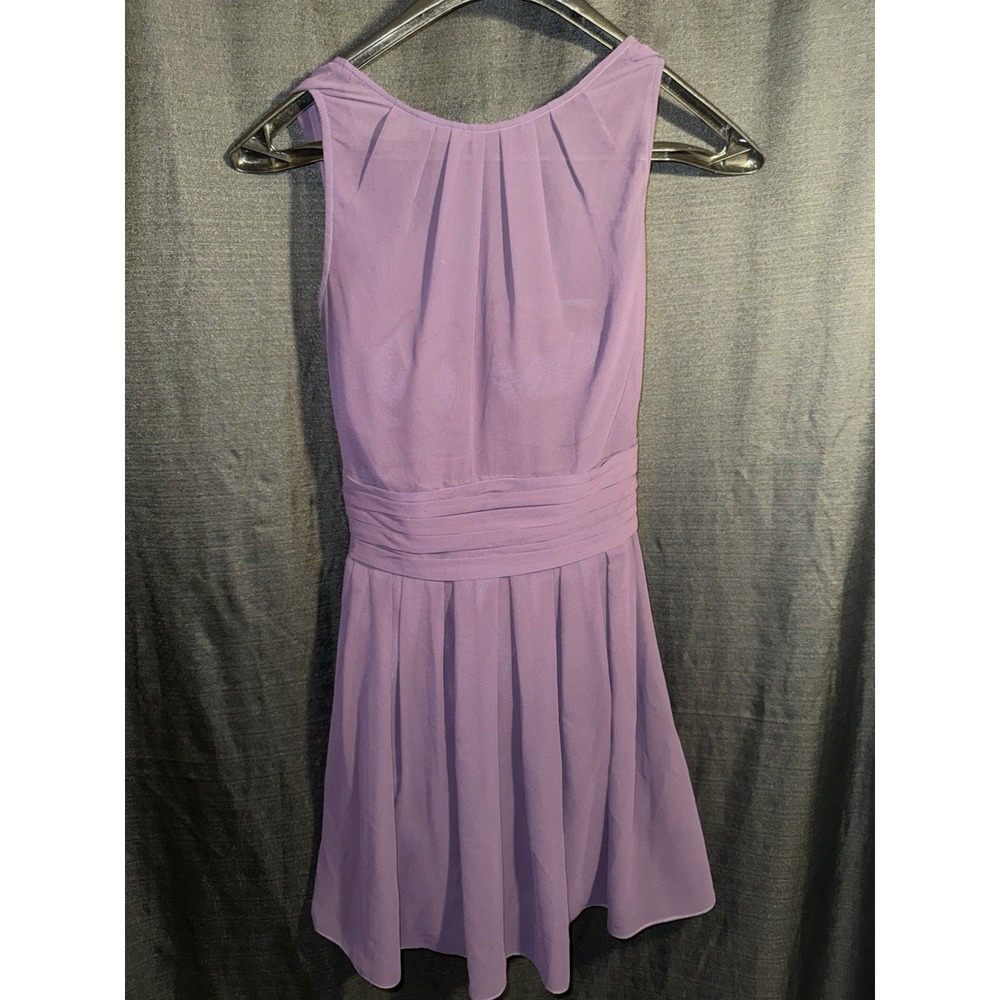 Bill Levkoff Purple Chiffon Dress Size 0 Bridesmaid Cocktail Formal Pleated
